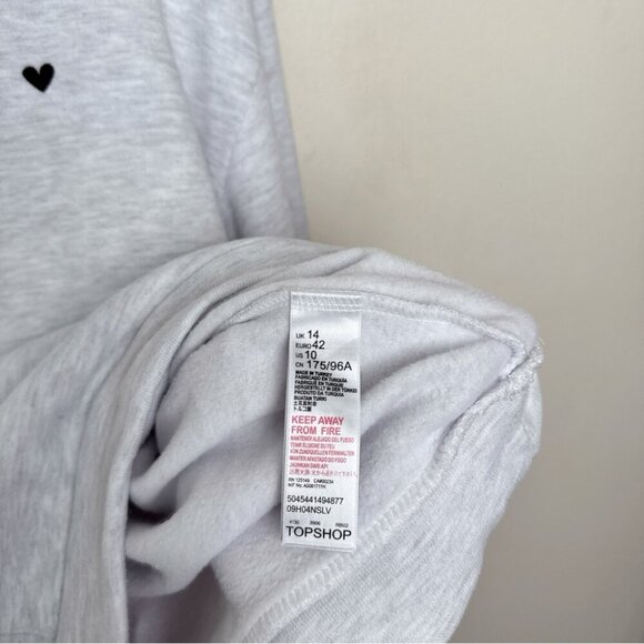 Topshop Womens 10 Embroidered Heart Warm Liner Hoodie - Picture 12 of 16